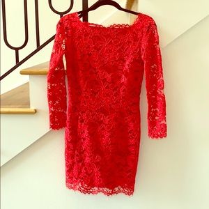 Lace Red long sleeve dress